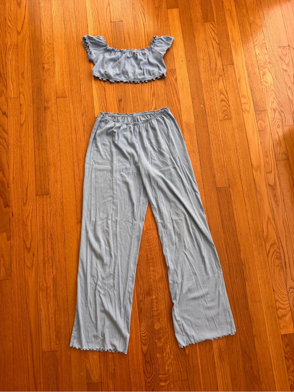 Skims Light Blue Ruffle Lounge Set - Women Intimates & Sleepwear
